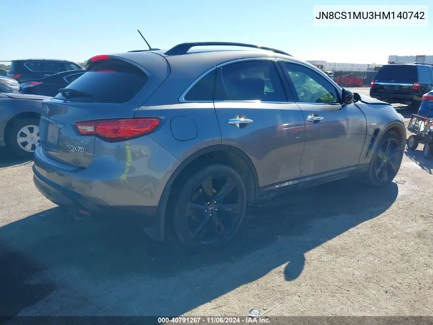 2017 Infiniti Qx70 VIN: JN8CS1MU3HM140742 Lot: 40791267