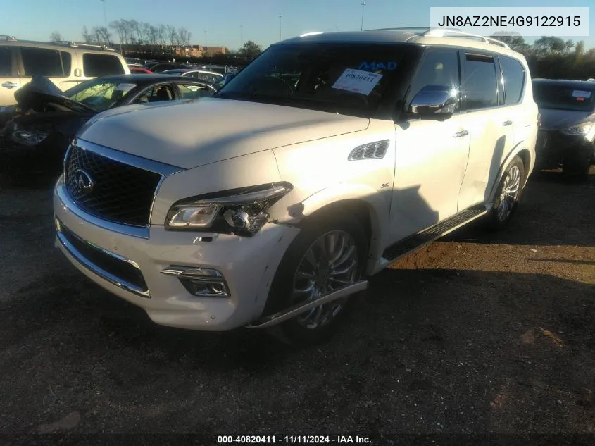 2016 Infiniti Qx80 VIN: JN8AZ2NE4G9122915 Lot: 40820411