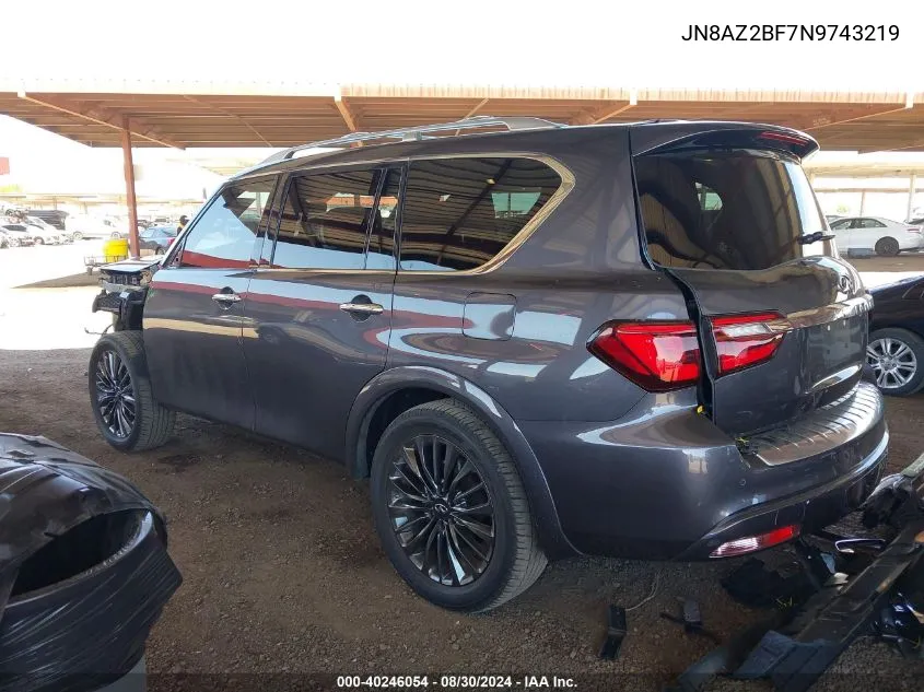 2022 Infiniti Qx80 Sensory VIN: JN8AZ2BF7N9743219 Lot: 40246054