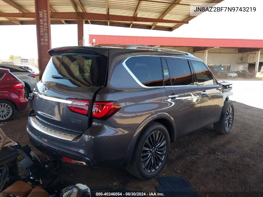 2022 Infiniti Qx80 Sensory VIN: JN8AZ2BF7N9743219 Lot: 40246054