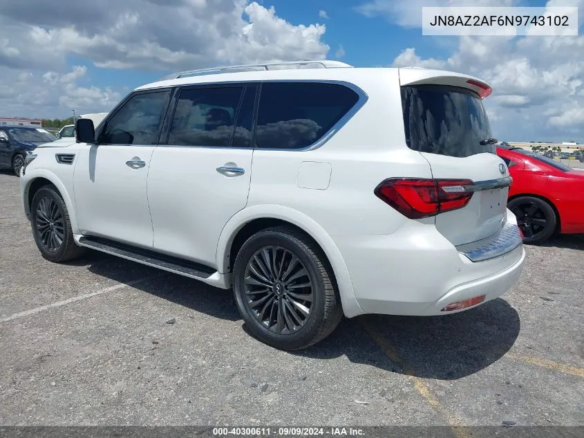 2022 Infiniti Qx80 Premium Select VIN: JN8AZ2AF6N9743102 Lot: 40300611