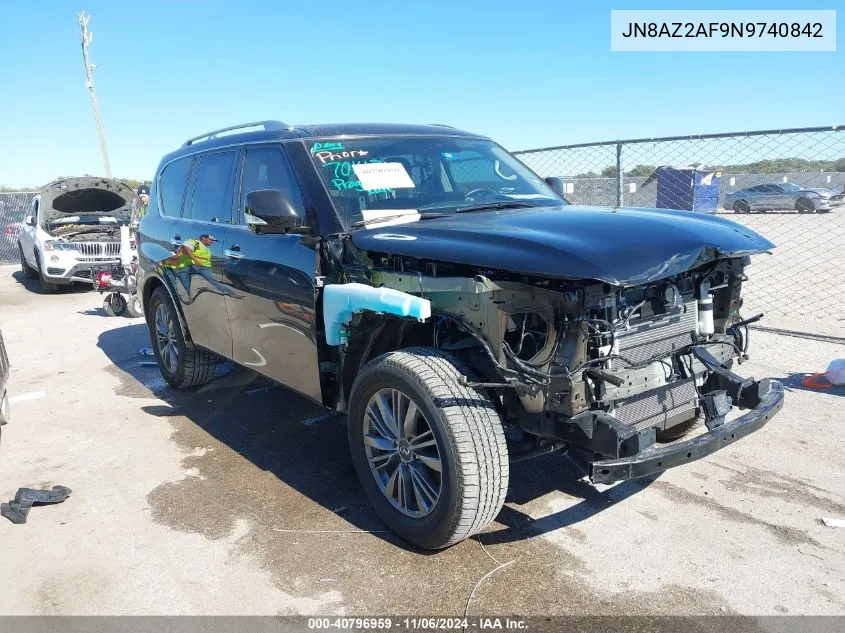 2022 Infiniti Qx80 Luxe VIN: JN8AZ2AF9N9740842 Lot: 40796959