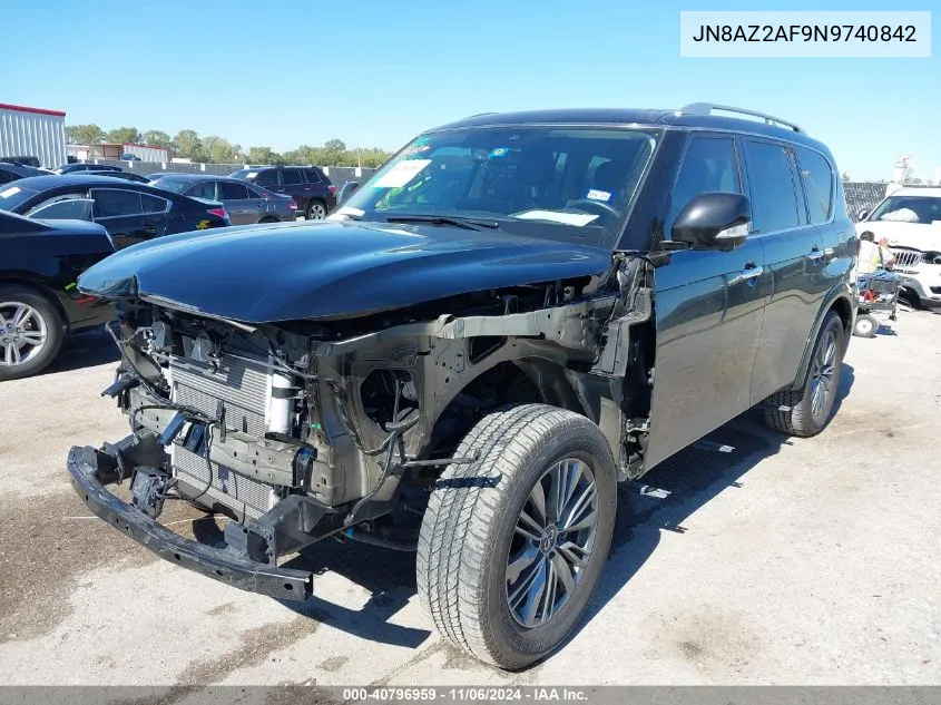 2022 Infiniti Qx80 Luxe VIN: JN8AZ2AF9N9740842 Lot: 40796959