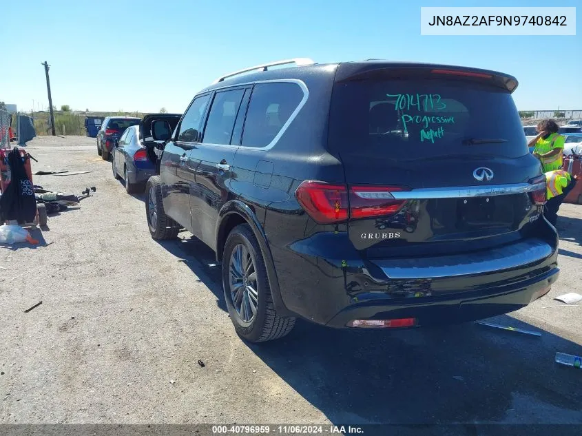 2022 Infiniti Qx80 Luxe VIN: JN8AZ2AF9N9740842 Lot: 40796959