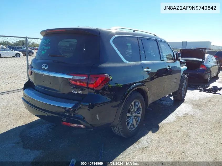 2022 Infiniti Qx80 Luxe VIN: JN8AZ2AF9N9740842 Lot: 40796959