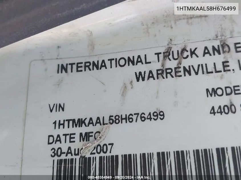 2008 International 4000 4400 VIN: 1HTMKAAL58H676499 Lot: 40354949