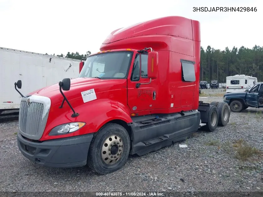 2017 International Prostar+ VIN: 3HSDJAPR3HN429846 Lot: 40743075