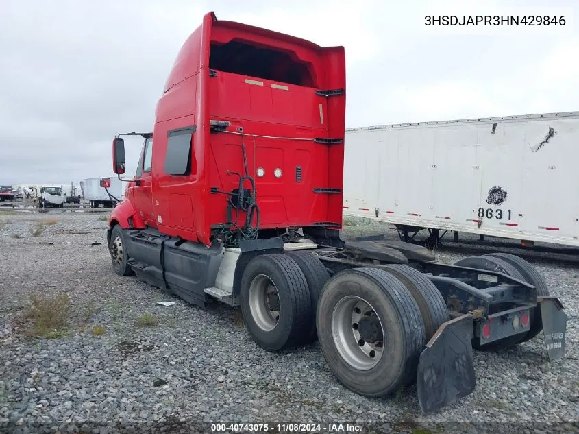 2017 International Prostar+ VIN: 3HSDJAPR3HN429846 Lot: 40743075