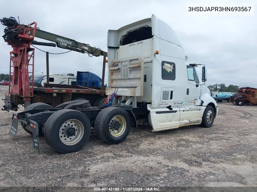 2017 International Prostar+ VIN: 3HSDJAPR3HN693567 Lot: 40743190