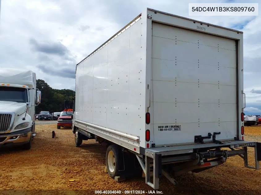 2019 Isuzu Npr Hd VIN: 54DC4W1B3KS809760 Lot: 40304040