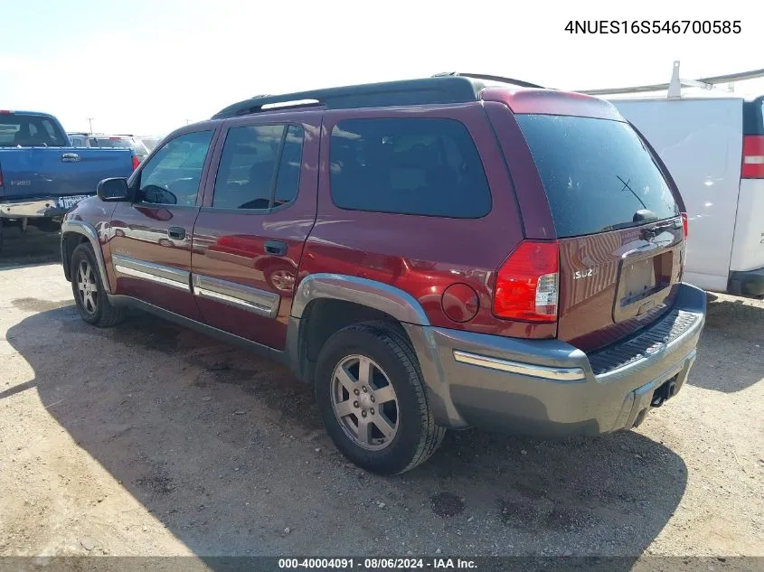 2004 Isuzu Ascender S VIN: 4NUES16S546700585 Lot: 40004091