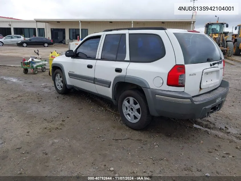 2004 Isuzu Ascender S VIN: 4NUDS13S942104001 Lot: 40792644