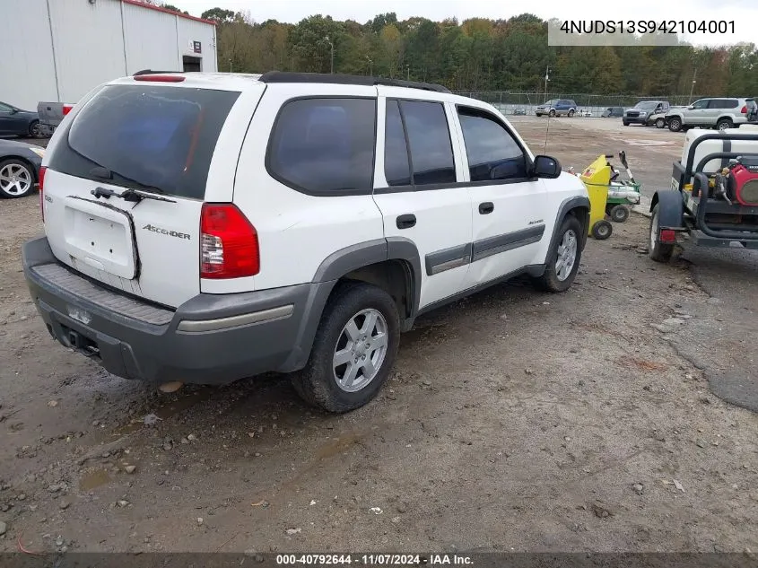 2004 Isuzu Ascender S VIN: 4NUDS13S942104001 Lot: 40792644