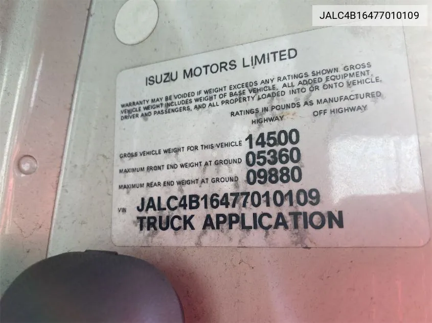 JALC4B16477010109 2007 Isuzu Npr