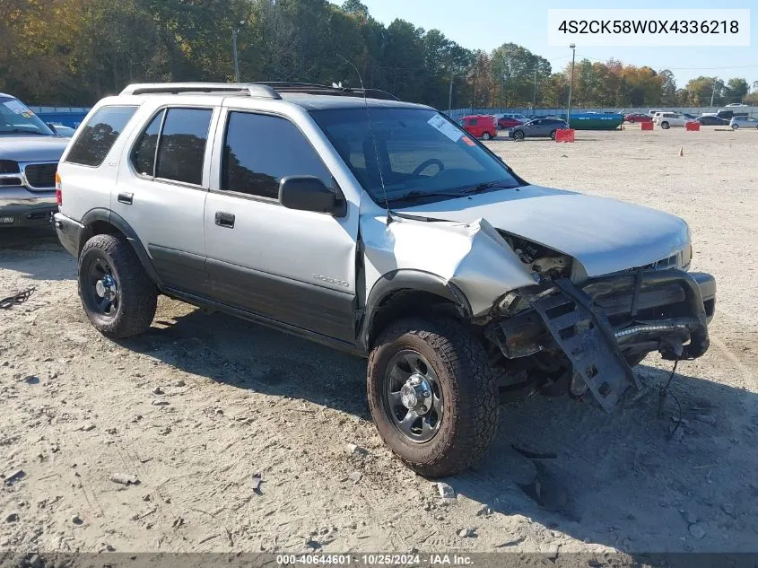 1999 Isuzu Rodeo Ls/Lse/S 3.2L VIN: 4S2CK58W0X4336218 Lot: 40644601