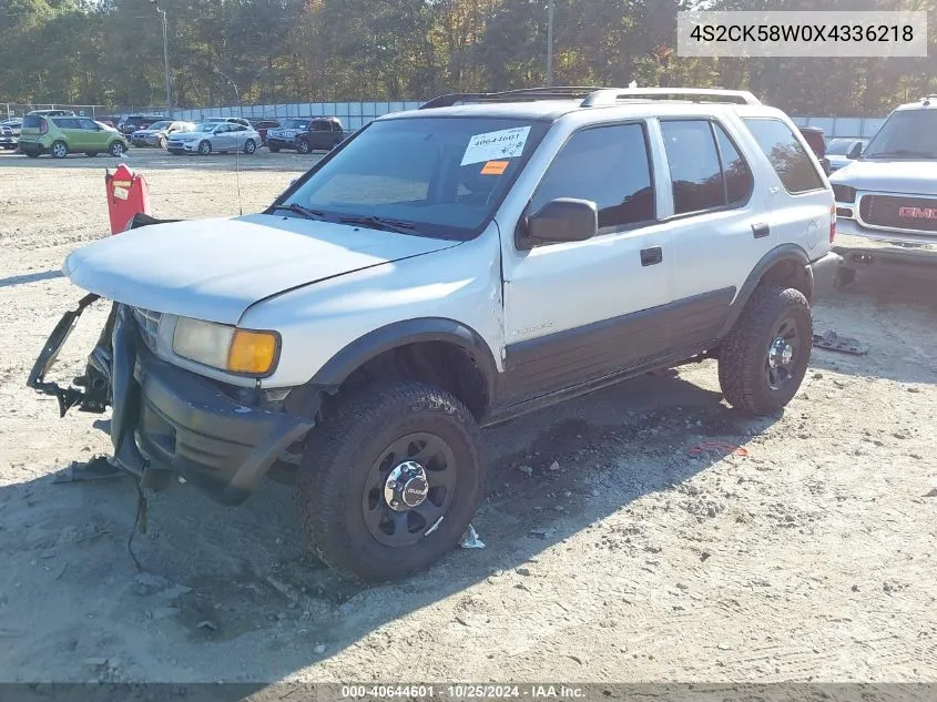 1999 Isuzu Rodeo Ls/Lse/S 3.2L VIN: 4S2CK58W0X4336218 Lot: 40644601