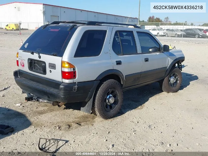 1999 Isuzu Rodeo Ls/Lse/S 3.2L VIN: 4S2CK58W0X4336218 Lot: 40644601