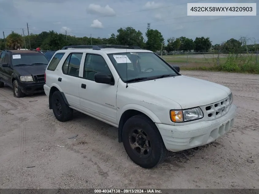 2000 Isuzu Rodeo S/Ls/Lse VIN: 4S2CK58WXY4320903 Lot: 40347138