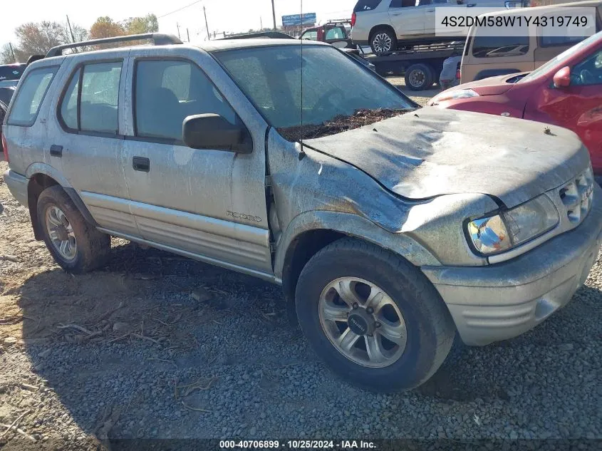 2000 Isuzu Rodeo Ls/Lse/S VIN: 4S2DM58W1Y4319749 Lot: 40706899