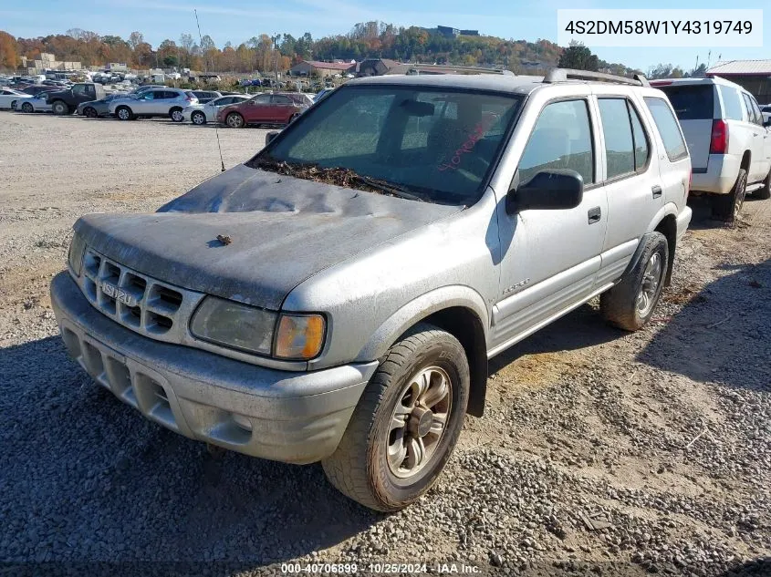 2000 Isuzu Rodeo Ls/Lse/S VIN: 4S2DM58W1Y4319749 Lot: 40706899