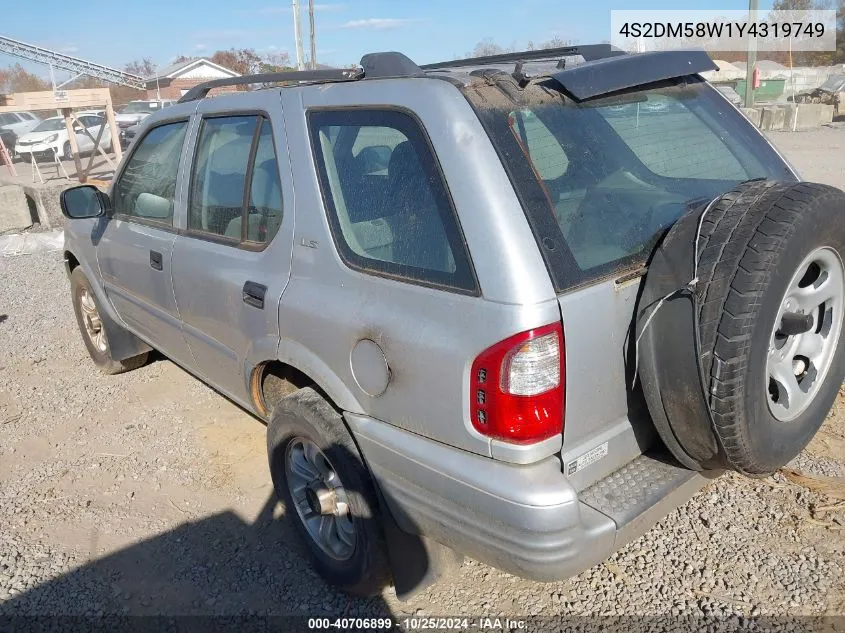 2000 Isuzu Rodeo Ls/Lse/S VIN: 4S2DM58W1Y4319749 Lot: 40706899