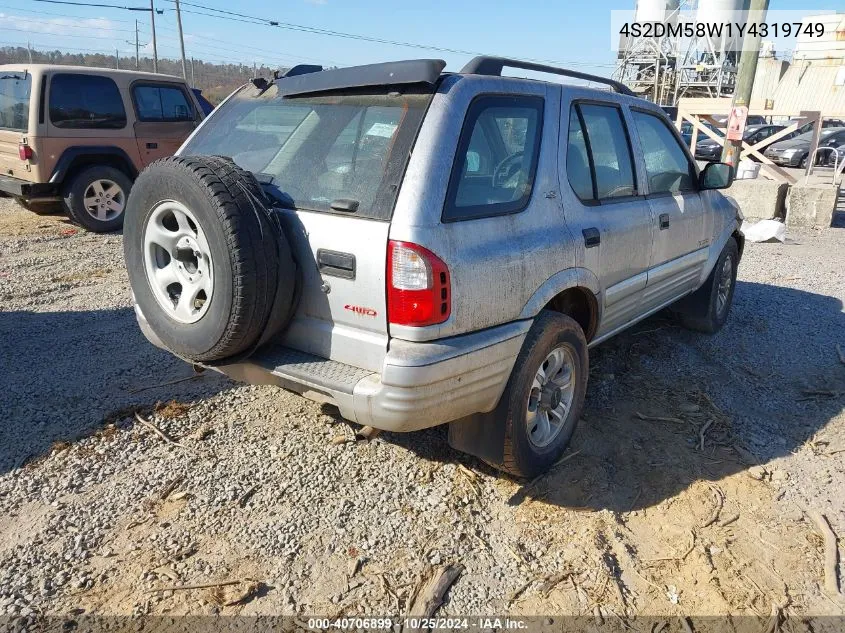 2000 Isuzu Rodeo Ls/Lse/S VIN: 4S2DM58W1Y4319749 Lot: 40706899