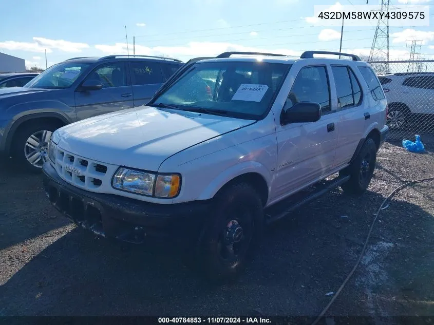 2000 Isuzu Rodeo Ls/Lse/S VIN: 4S2DM58WXY4309575 Lot: 40784853