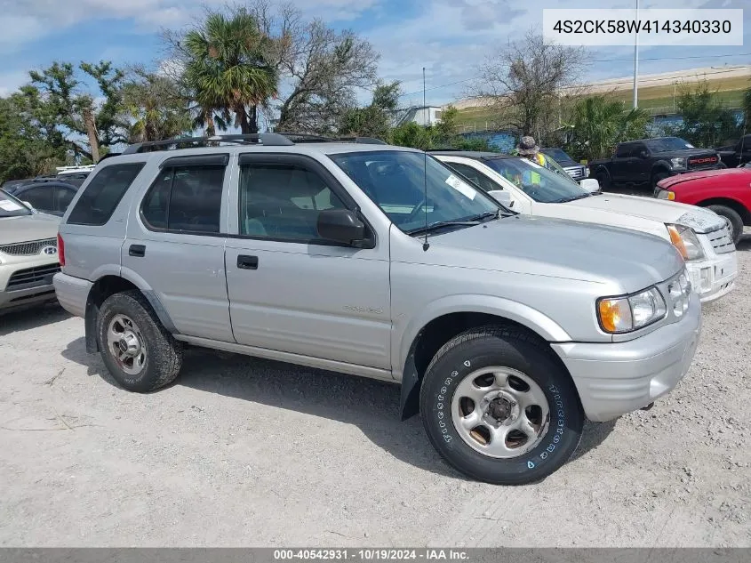 2001 Isuzu Rodeo Ls 3.2L V6/Lse 3.2L V6/S 3.2L V6 VIN: 4S2CK58W414340330 Lot: 40542931