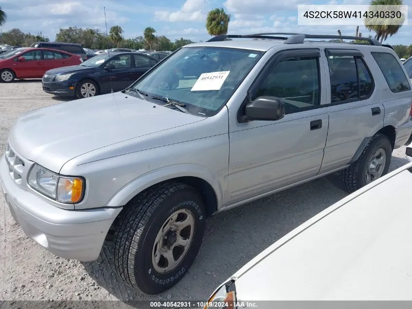 2001 Isuzu Rodeo Ls 3.2L V6/Lse 3.2L V6/S 3.2L V6 VIN: 4S2CK58W414340330 Lot: 40542931