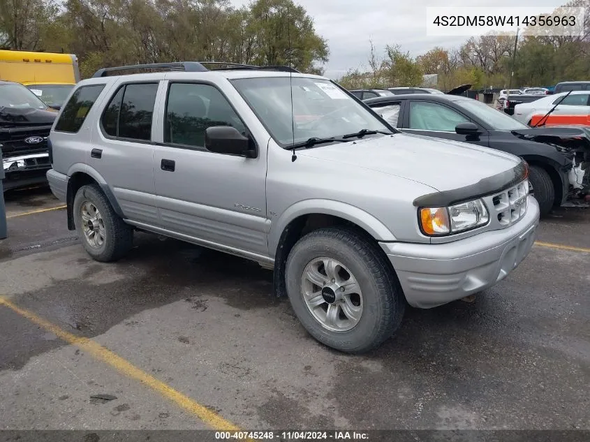 2001 Isuzu Rodeo Ls 3.2L/Ls 3.2L V6/Lse 3.2L V6/S/S 3.2L V6 VIN: 4S2DM58W414356963 Lot: 40745248