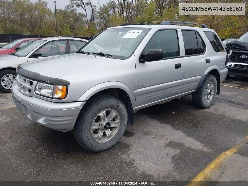 2001 Isuzu Rodeo Ls 3.2L/Ls 3.2L V6/Lse 3.2L V6/S/S 3.2L V6 VIN: 4S2DM58W414356963 Lot: 40745248