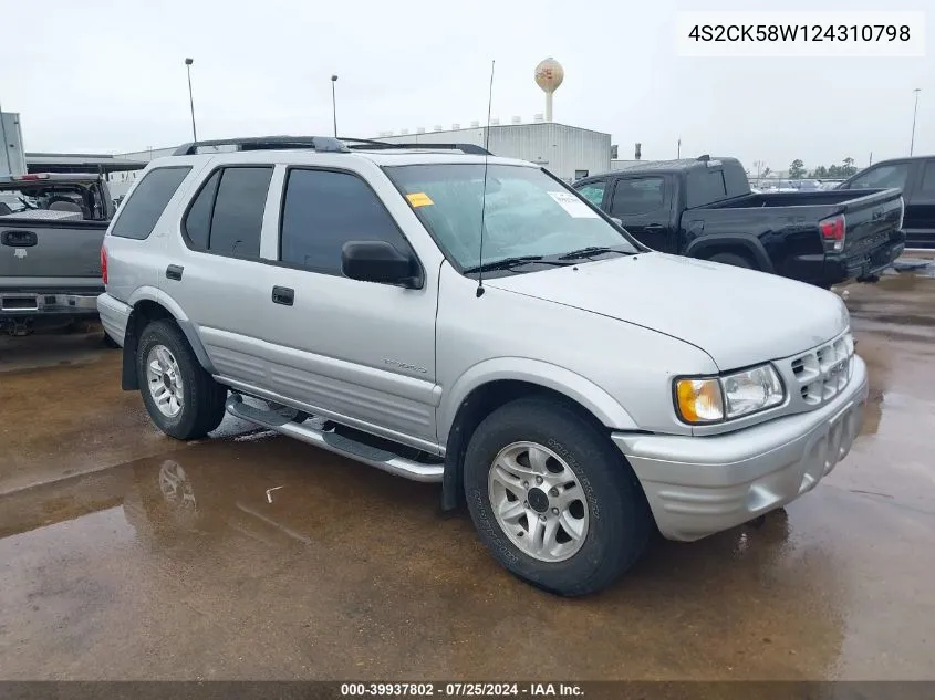 2002 Isuzu Rodeo Ls 3.2L V6/Lse 3.2L V6/S 3.2L V6 VIN: 4S2CK58W124310798 Lot: 39937802