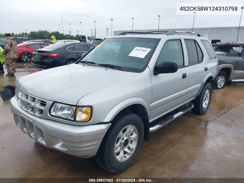 2002 Isuzu Rodeo Ls 3.2L V6/Lse 3.2L V6/S 3.2L V6 VIN: 4S2CK58W124310798 Lot: 39937802