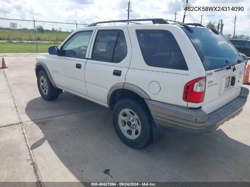 2002 Isuzu Rodeo Ls 3.2L V6/Lse 3.2L V6/S 3.2L V6 VIN: 4S2CK58WX24314090 Lot: 40427094