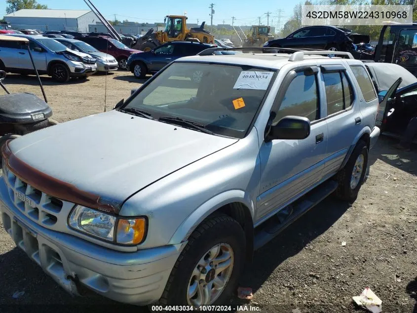 2002 Isuzu Rodeo Ls 3.2L/Lse 3.2L V6/S/S 3.2L V6 VIN: 4S2DM58W224310968 Lot: 40483034