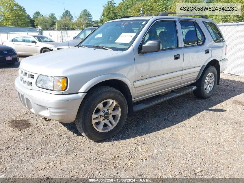 2002 Isuzu Rodeo Ls 3.2L V6/Lse 3.2L V6/S 3.2L V6 VIN: 4S2CK58W824342230 Lot: 40547258