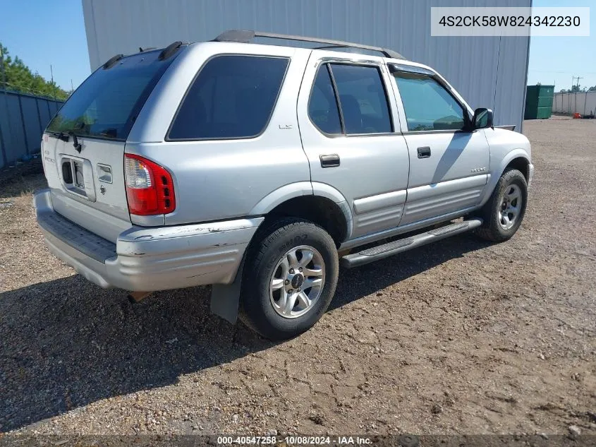 2002 Isuzu Rodeo Ls 3.2L V6/Lse 3.2L V6/S 3.2L V6 VIN: 4S2CK58W824342230 Lot: 40547258