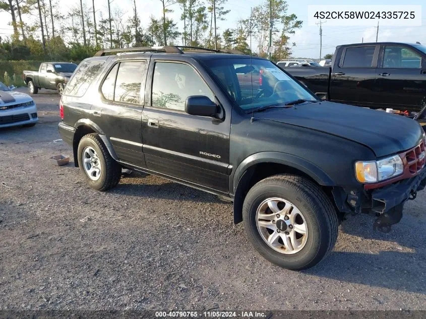 2002 Isuzu Rodeo Ls 3.2L V6/Lse 3.2L V6/S 3.2L V6 VIN: 4S2CK58W024335725 Lot: 40790765