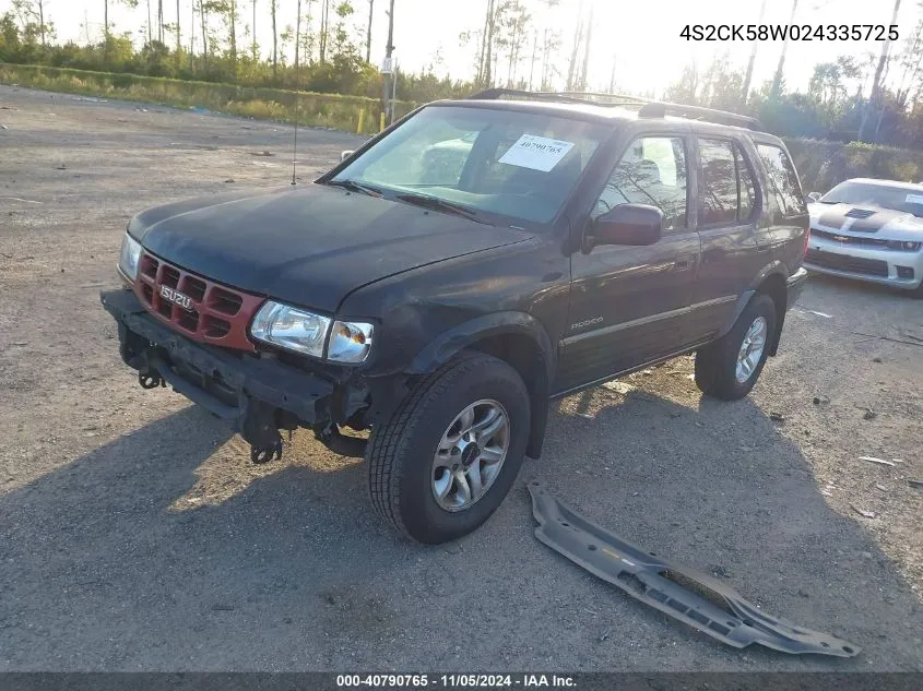 2002 Isuzu Rodeo Ls 3.2L V6/Lse 3.2L V6/S 3.2L V6 VIN: 4S2CK58W024335725 Lot: 40790765