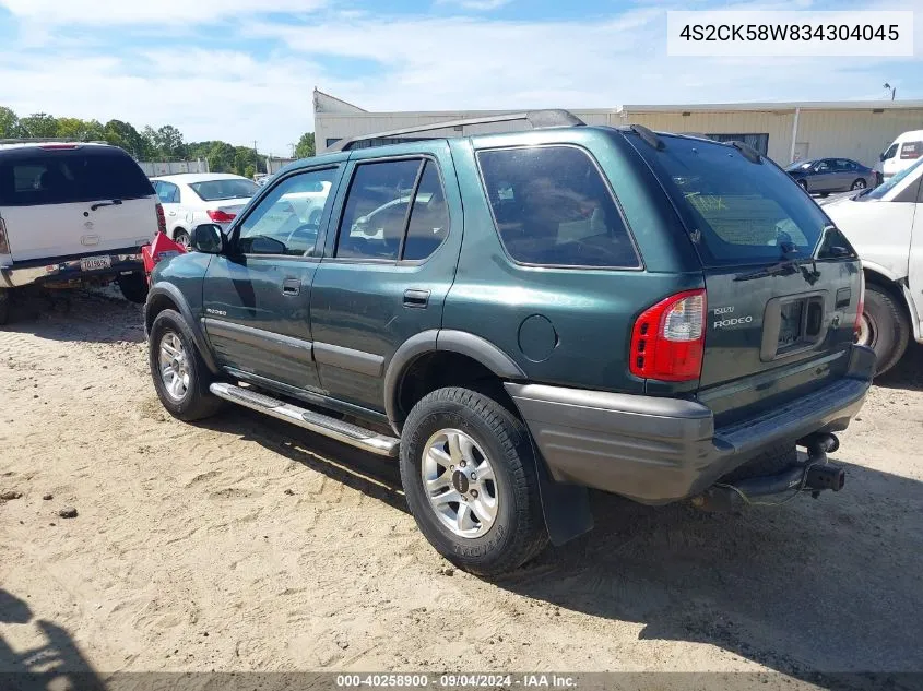 2003 Isuzu Rodeo S 3.2L V6 VIN: 4S2CK58W834304045 Lot: 40258900