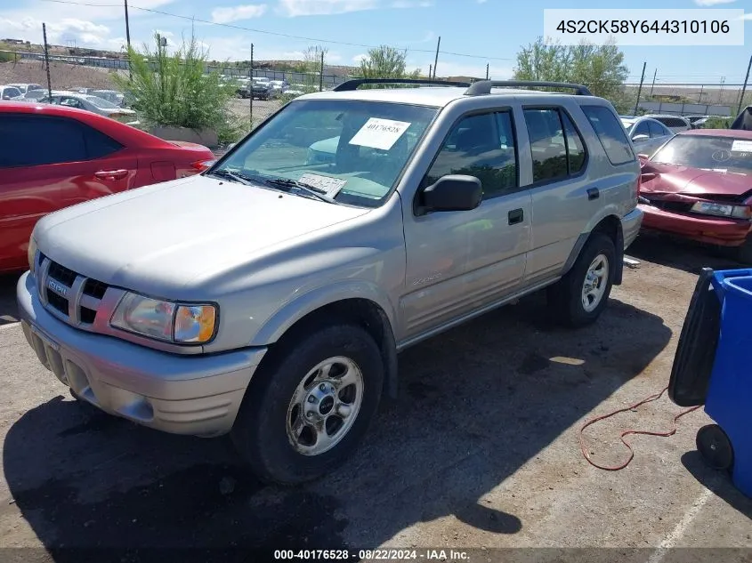 2004 Isuzu Rodeo S 3.5L V6 VIN: 4S2CK58Y644310106 Lot: 40176528