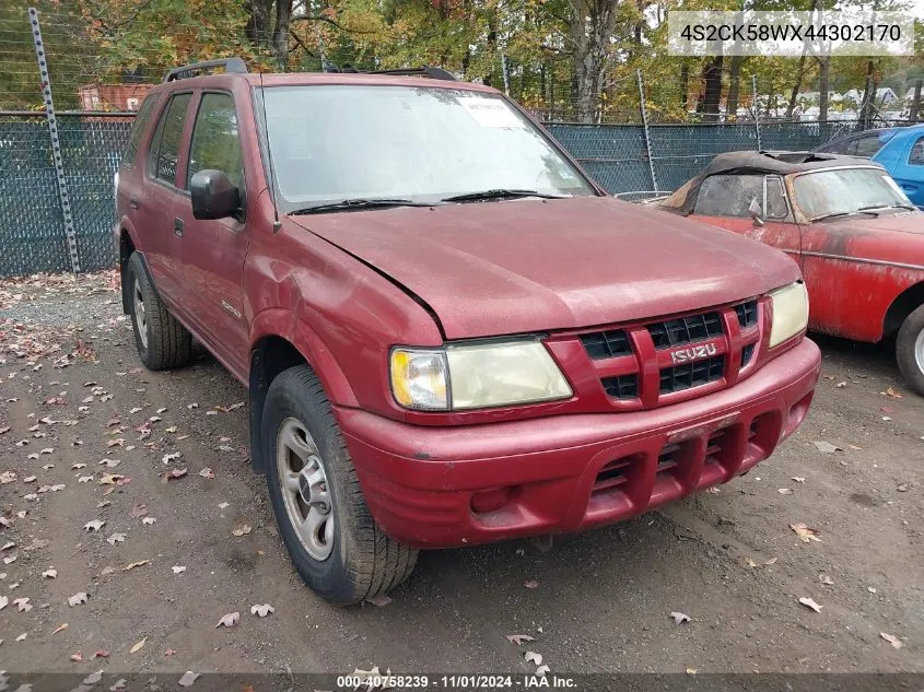 2004 Isuzu Rodeo S/S 3.2L V6 VIN: 4S2CK58WX44302170 Lot: 40758239