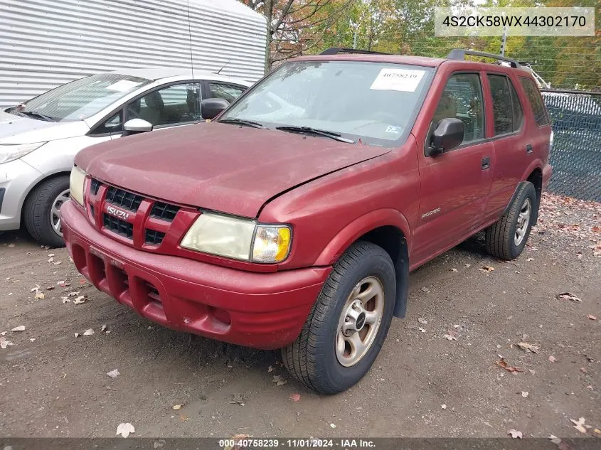 2004 Isuzu Rodeo S/S 3.2L V6 VIN: 4S2CK58WX44302170 Lot: 40758239