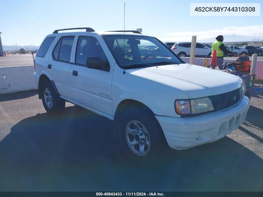 2004 Isuzu Rodeo S 3.5L V6 VIN: 4S2CK58Y744310308 Lot: 40843433