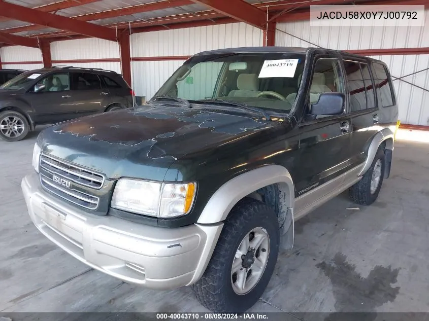 JACDJ58X0Y7J00792 2000 Isuzu Trooper Limited/Ls/S