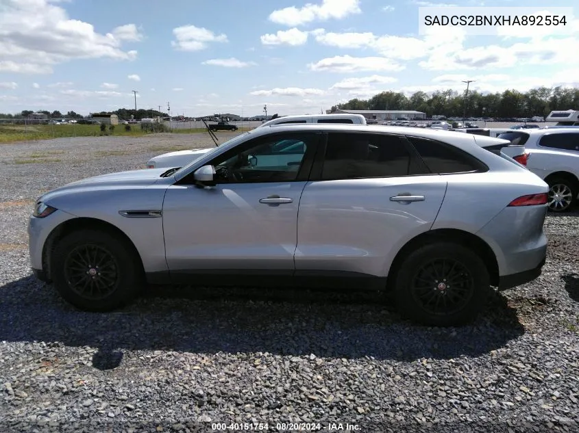 2017 Jaguar F-Pace 20D VIN: SADCS2BNXHA892554 Lot: 40151754