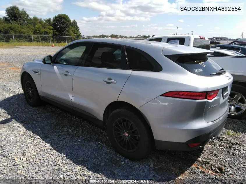 2017 Jaguar F-Pace 20D VIN: SADCS2BNXHA892554 Lot: 40151754