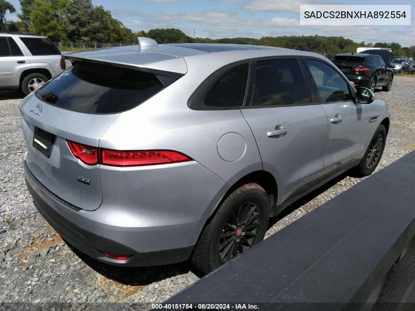 2017 Jaguar F-Pace 20D VIN: SADCS2BNXHA892554 Lot: 40151754