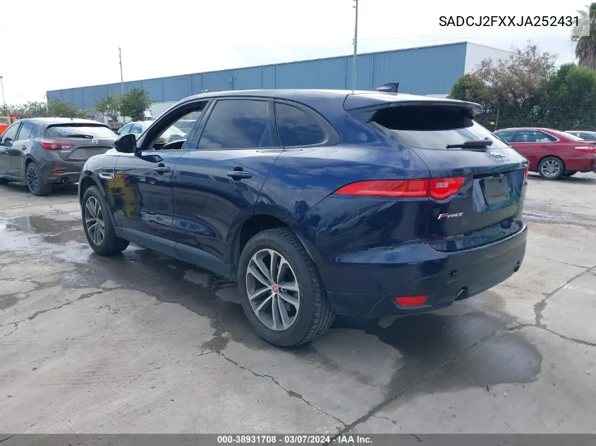 2018 Jaguar F-Pace 25T Premium VIN: SADCJ2FXXJA252431 Lot: 38931708