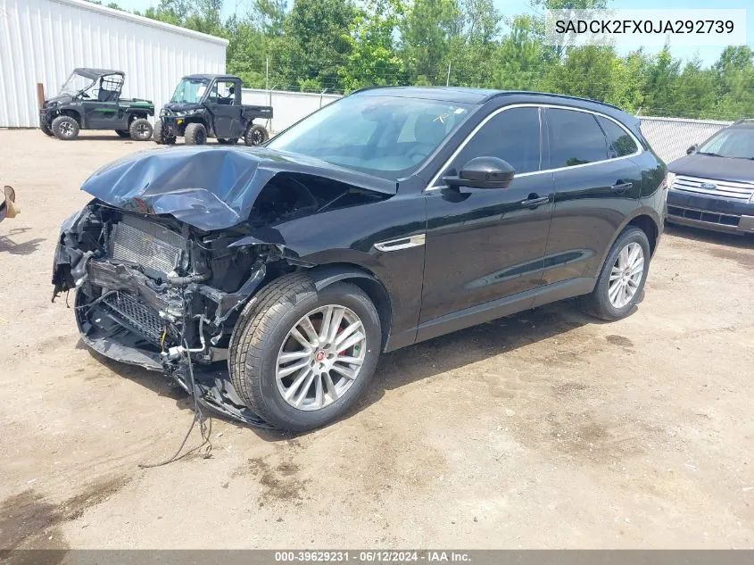 2018 Jaguar F-Pace 25T Prestige VIN: SADCK2FX0JA292739 Lot: 39629231